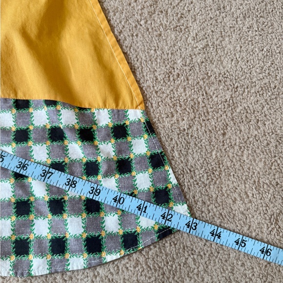 Handmade Vintage Yellow and Checkered A-Line Waist Half Apron with Pocket - Picture 7 of 9